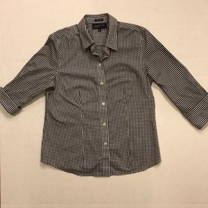 Jones NY  Wmns -M,  3/4 sleeve gingham shirt